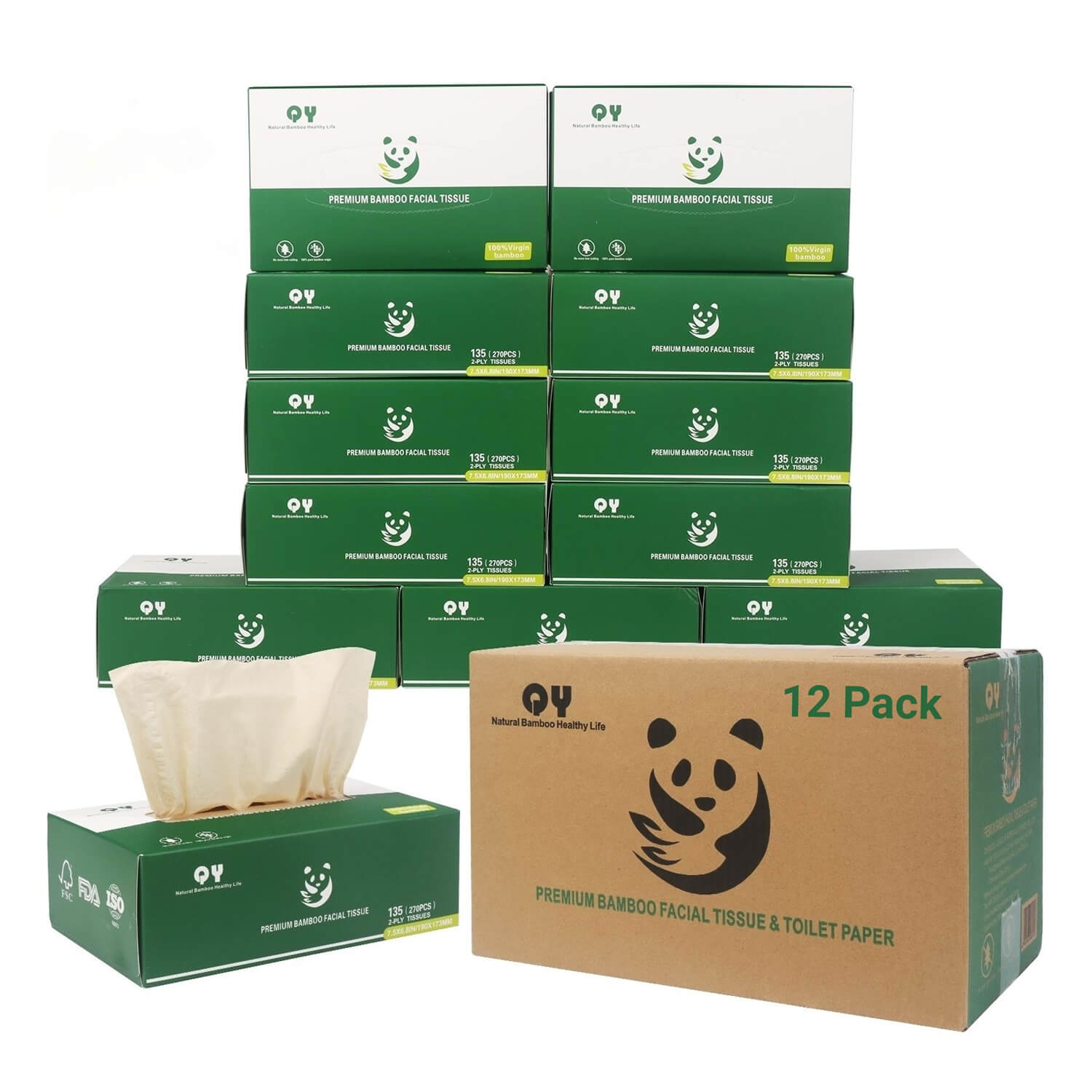 12 boxes bamboo facial tissue premium natural bamboo pulp unbleached
