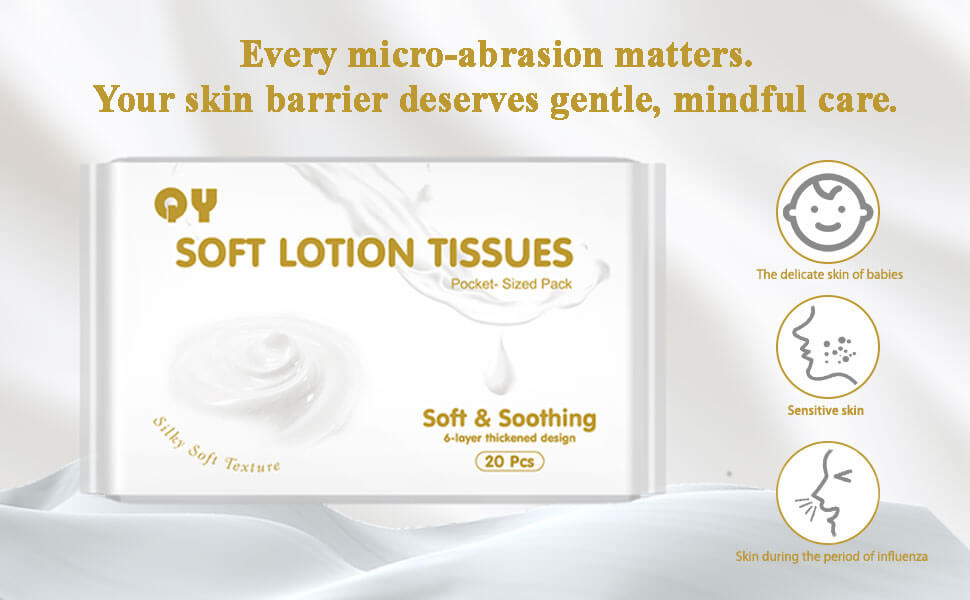 lotion tissues for sensitive skin baby delicate skin flu season gentle care 6-layer thickened design 20 sheets pocket pack