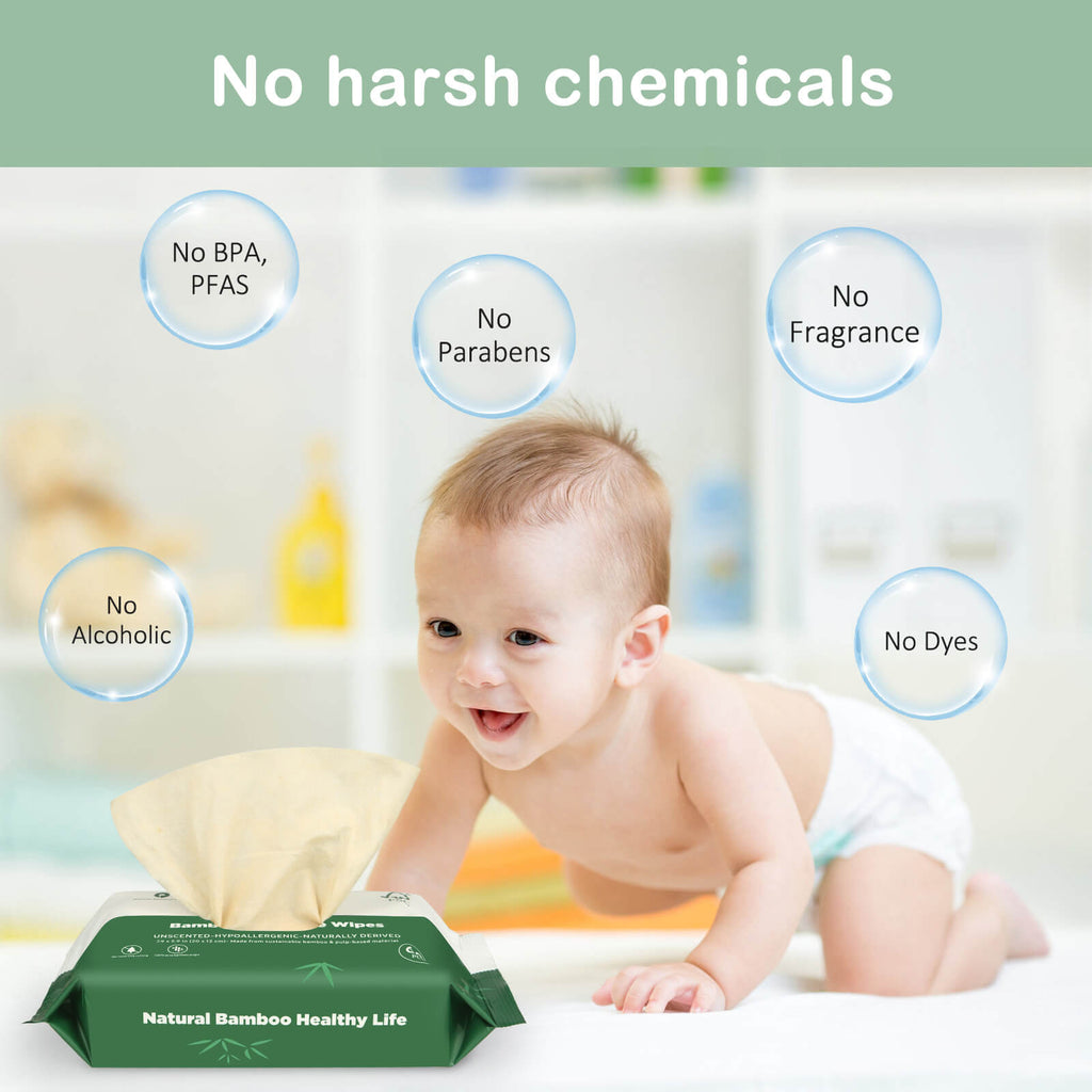 bamboo wipes no harsh chemicals no BPA no PFAS no fragrance no parabens no alcohol no dyes