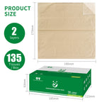 product size diagram 190x173mm 2-ply 135 tissues per box premium bamboo facial tissue dimensions